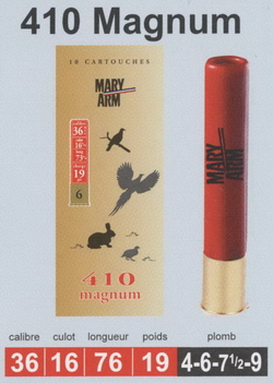 cartouches de chasse Mary Arm, Calibre 410 cartouches de chasse Mary Arm, Calibre 410