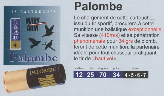 cartouches de chasse Mary Arm, Palombe cartouches de chasse Mary Arm, Palombe